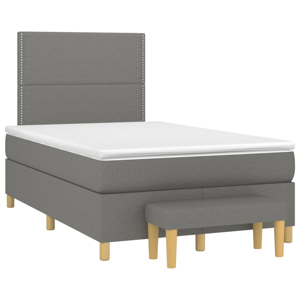 vidaXL Κρεβάτι Boxspring με Στρώμα Σκούρο Γκρι 120x200 εκ. Υφασμάτινο