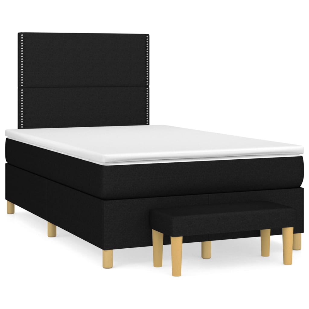 vidaXL Κρεβάτι Boxspring με Στρώμα Μαύρο 120x200 εκ. Υφασμάτινο