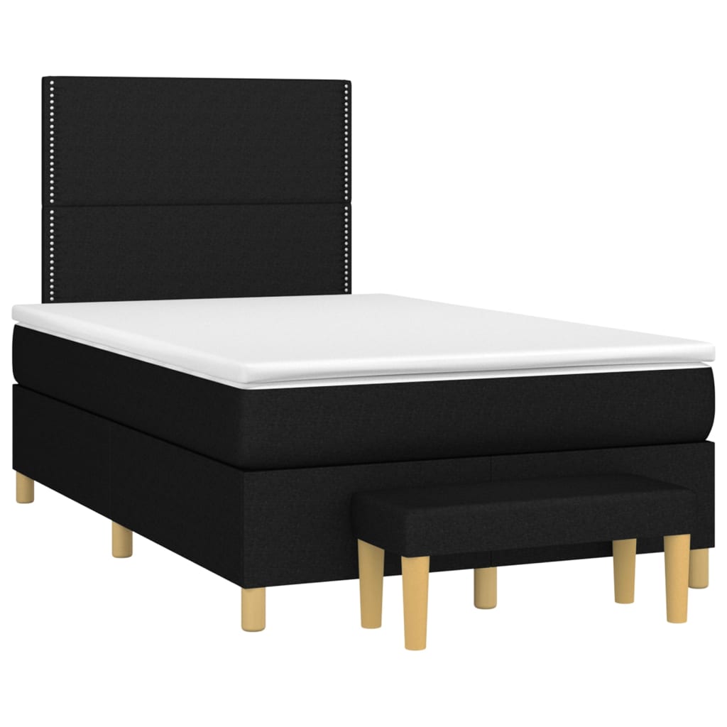 vidaXL Κρεβάτι Boxspring με Στρώμα Μαύρο 120x200 εκ. Υφασμάτινο