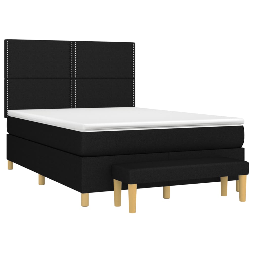 vidaXL Κρεβάτι Boxspring με Στρώμα Μαύρο 140x200 εκ. Υφασμάτινο