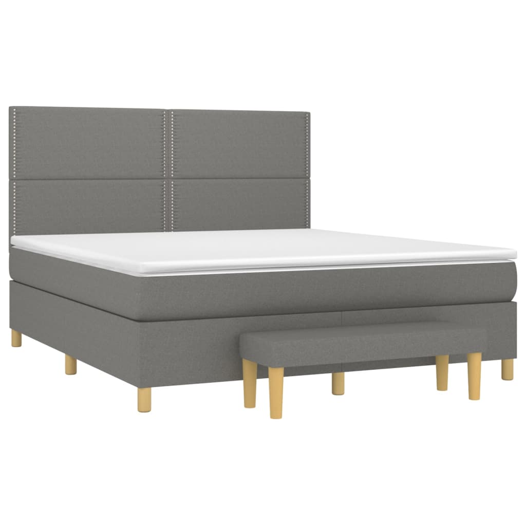 vidaXL Κρεβάτι Boxspring με Στρώμα Σκούρο Γκρι 180x200 εκ Υφασμάτιν