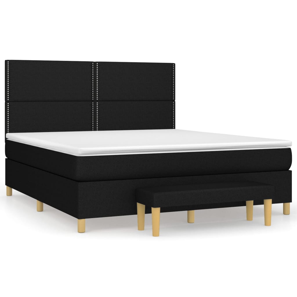 vidaXL Κρεβάτι Boxspring με Στρώμα Μαύρο 180x200 εκ. Υφασμάτινο