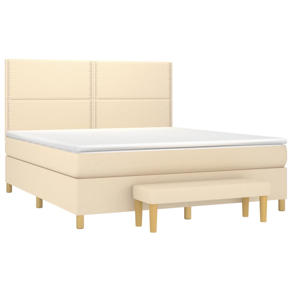 vidaXL Κρεβάτι Boxspring με Στρώμα Κρεμ 180x200 εκ. Υφασμάτινο