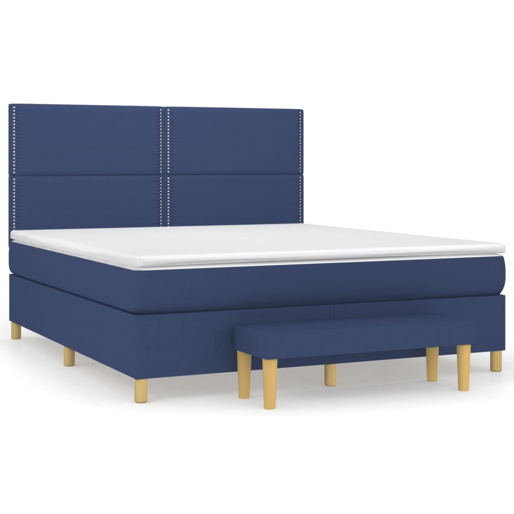 vidaXL Κρεβάτι Boxspring με Στρώμα Μπλε 180x200 εκ. Υφασμάτινο