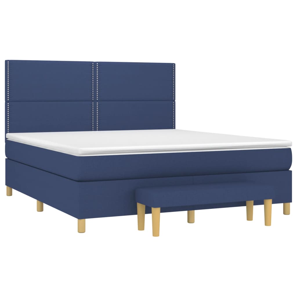 vidaXL Κρεβάτι Boxspring με Στρώμα Μπλε 180x200 εκ. Υφασμάτινο