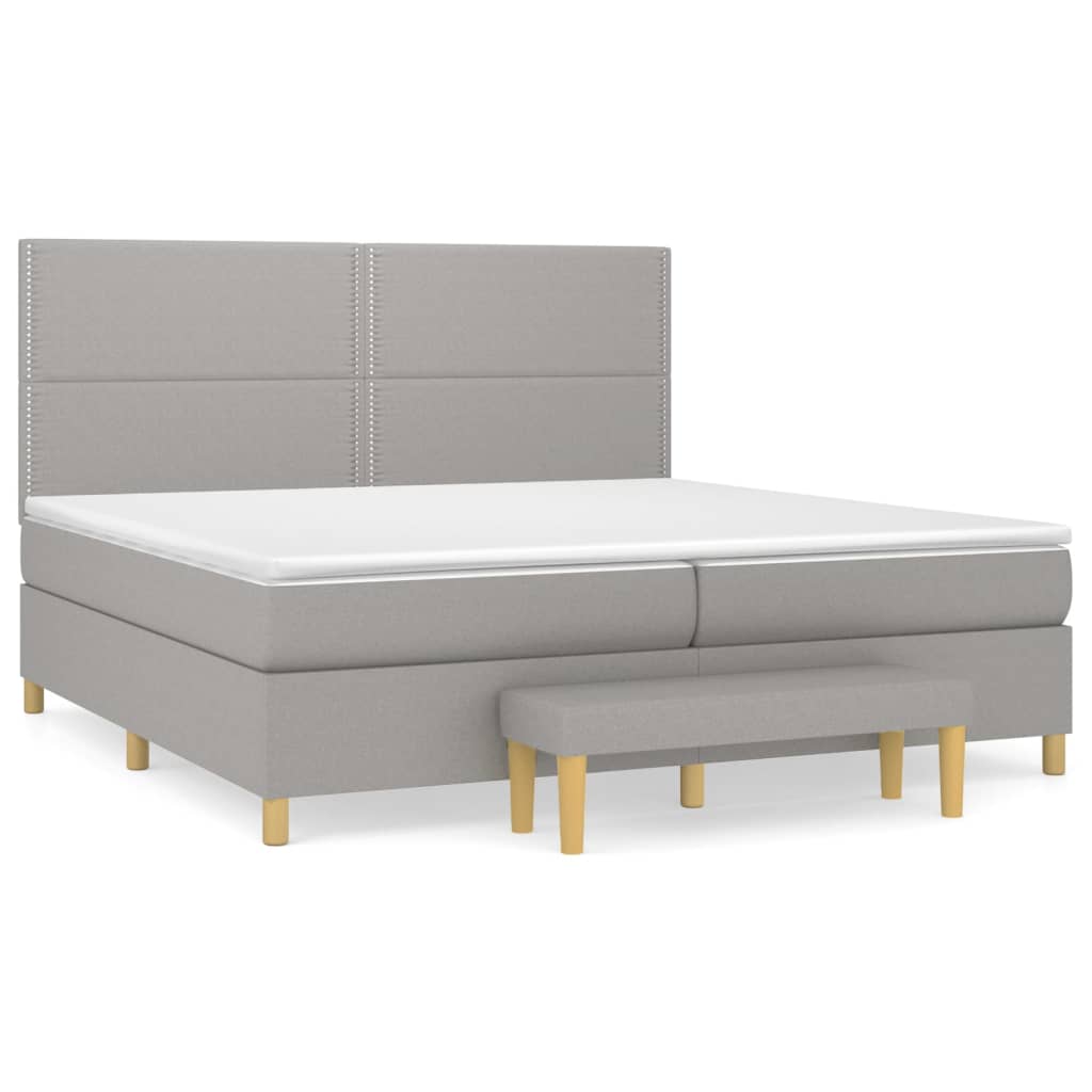 vidaXL Κρεβάτι Boxspring με Στρώμα Ανοιχτό Γκρι 200x200 εκ. Υφασμάτινο