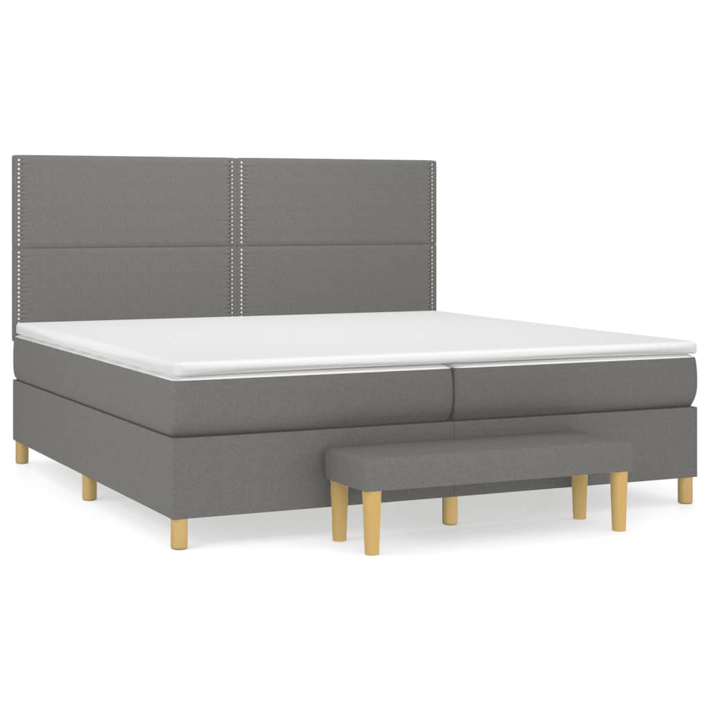 vidaXL Κρεβάτι Boxspring με Στρώμα Σκούρο Γκρι 200x200 εκ. Υφασμάτινο