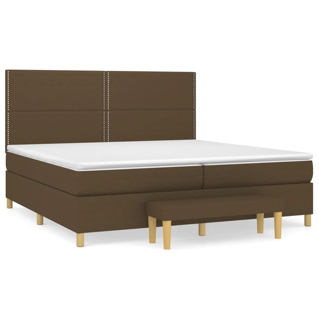vidaXL Κρεβάτι Boxspring με Στρώμα Σκούρο Καφέ 200x200 εκ. Υφασμάτινο