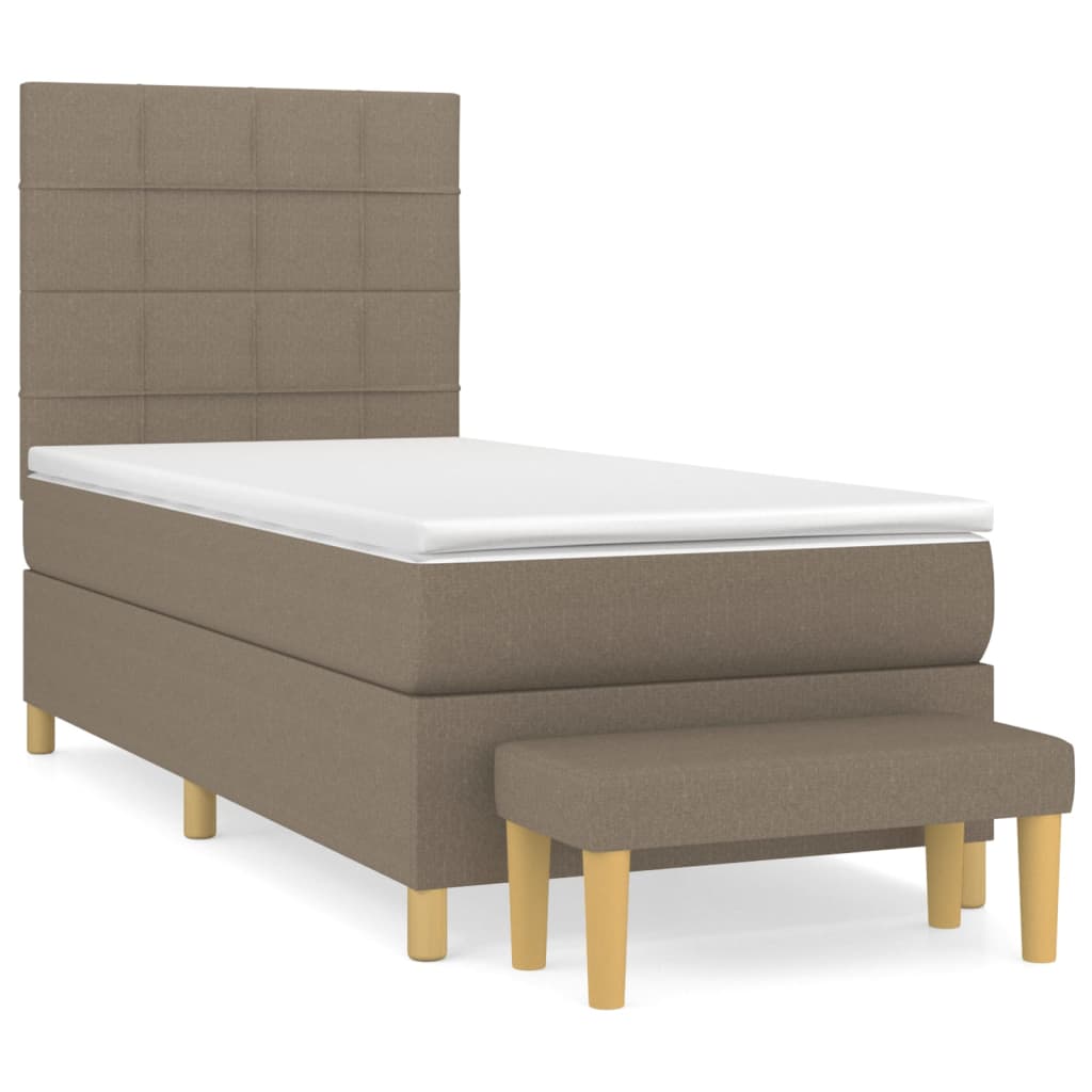 vidaXL Κρεβάτι Boxspring με Στρώμα Taupe 90x190 εκ.Υφασμάτινο