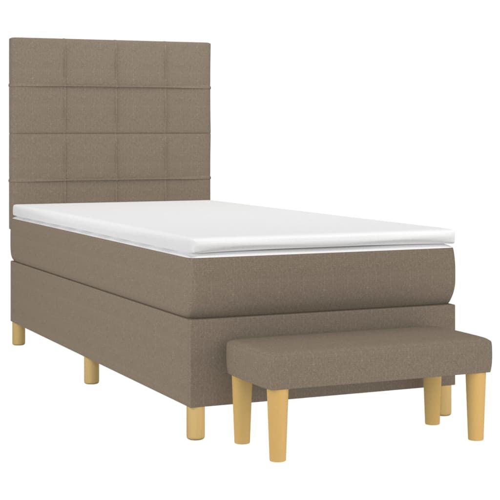 vidaXL Κρεβάτι Boxspring με Στρώμα Taupe 90x200 εκ. Υφασμάτινο