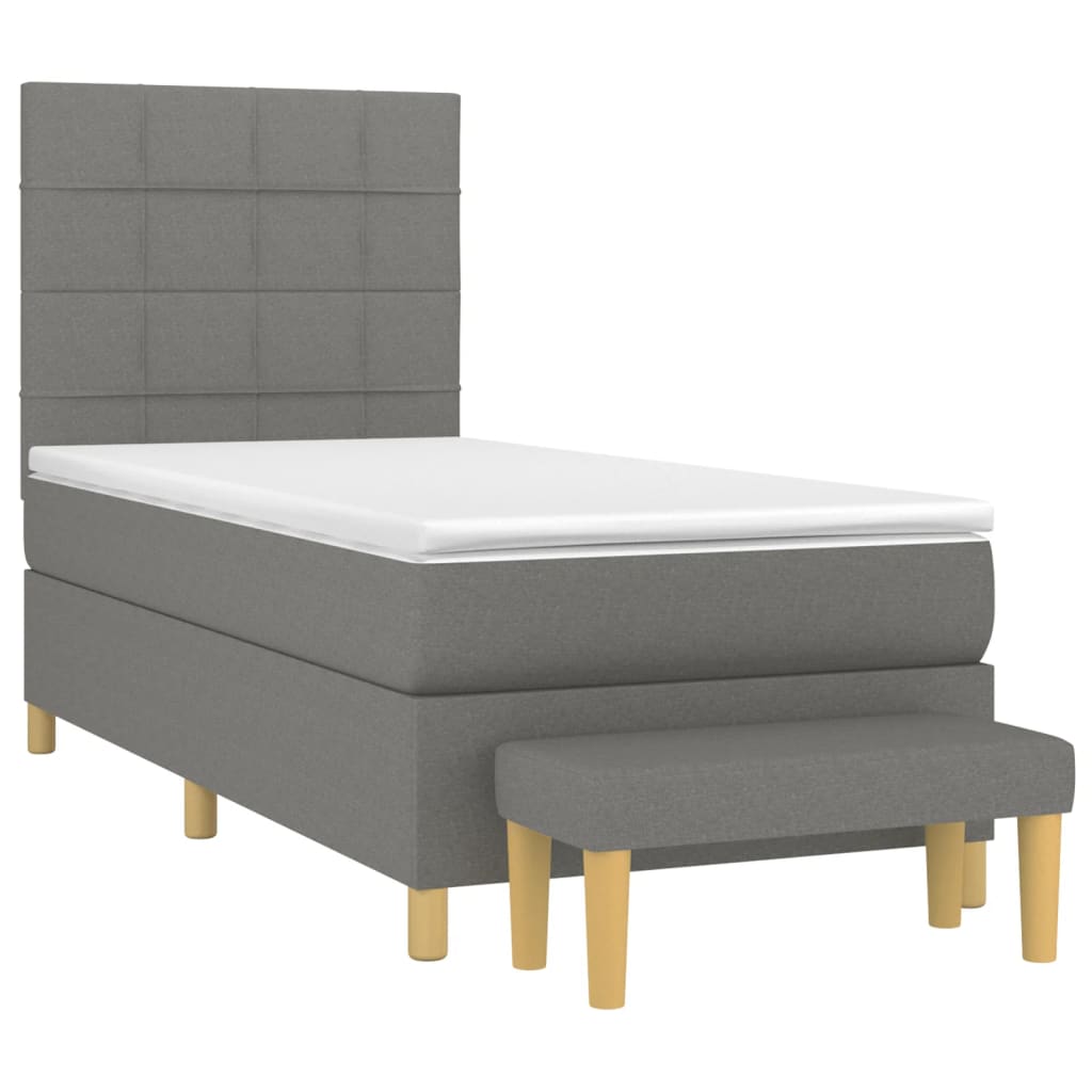 vidaXL Κρεβάτι Boxspring με Στρώμα Σκούρο Γκρι 100x200 εκ. Υφασμάτινο