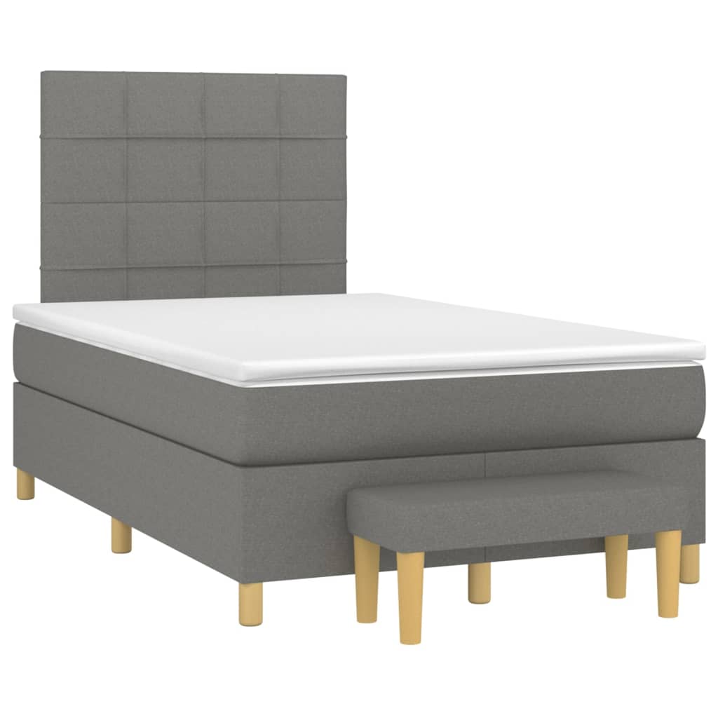 vidaXL Κρεβάτι Boxspring με Στρώμα Σκούρο Γκρι 120x200 εκ. Υφασμάτινο