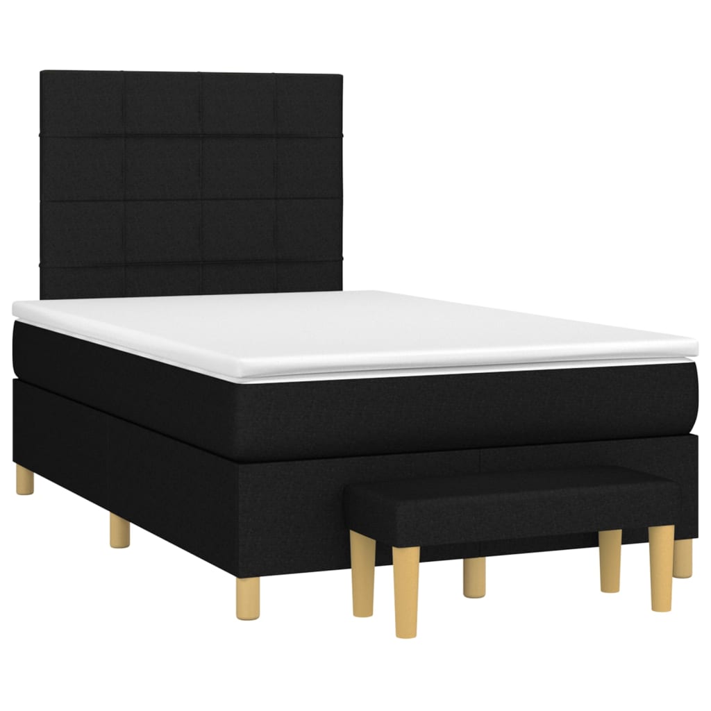vidaXL Κρεβάτι Boxspring με Στρώμα Μαύρο 120x200 εκ. Υφασμάτινο