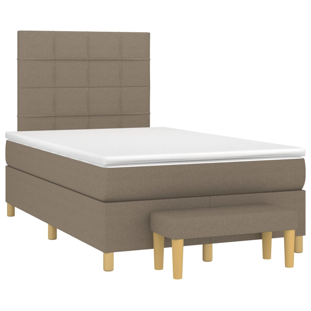 vidaXL Κρεβάτι Boxspring με Στρώμα Taupe 120x200 εκ. Υφασμάτινο