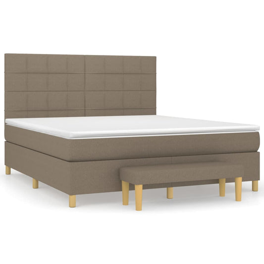 vidaXL Κρεβάτι Boxspring με Στρώμα Taupe 160x200 εκ. Υφασμάτινο