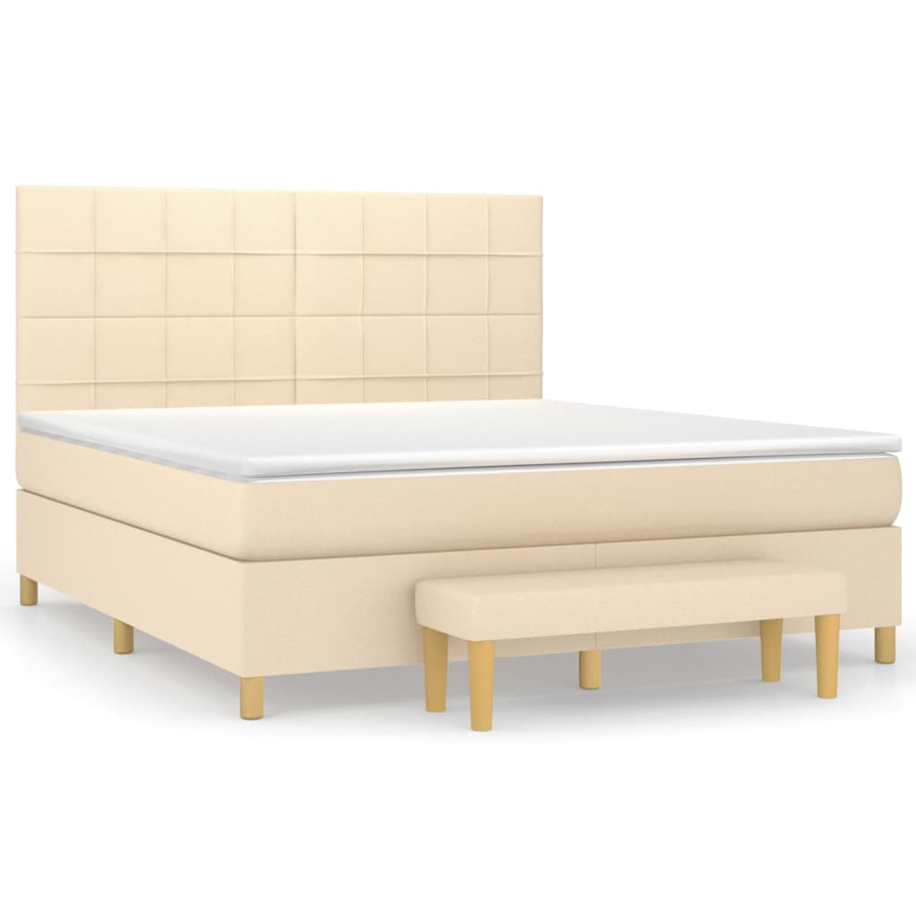 vidaXL Κρεβάτι Boxspring με Στρώμα Κρεμ 160x200 εκ. Υφασμάτινο