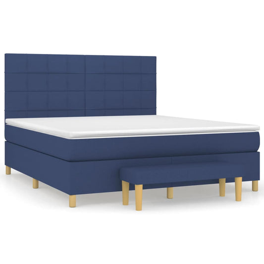 vidaXL Κρεβάτι Boxspring με Στρώμα Μπλε 160x200 εκ. Υφασμάτινο