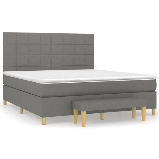 vidaXL Κρεβάτι Boxspring με Στρώμα Σκούρο Γκρι 180x200 εκ Υφασμάτιν