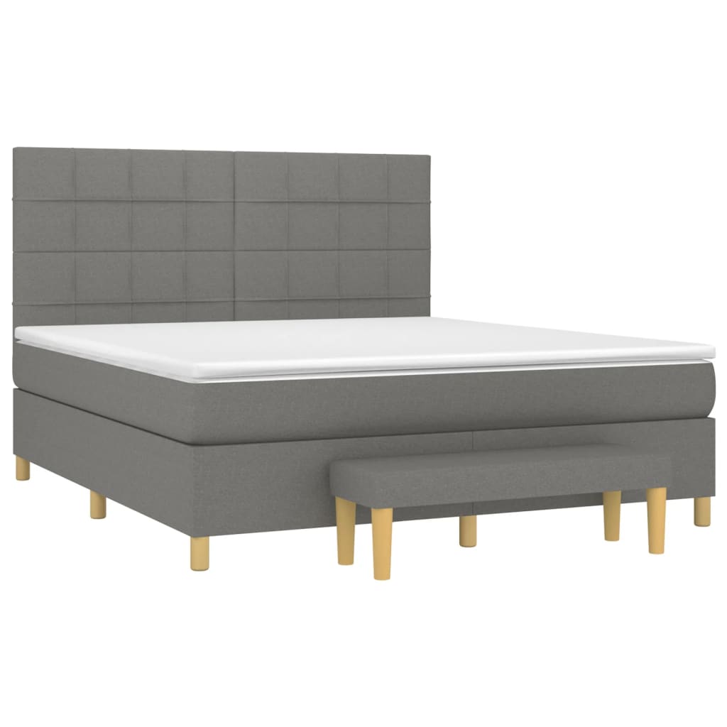 vidaXL Κρεβάτι Boxspring με Στρώμα Σκούρο Γκρι 180x200 εκ Υφασμάτιν