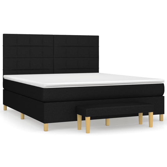 vidaXL Κρεβάτι Boxspring με Στρώμα Μαύρο 180x200 εκ. Υφασμάτινο