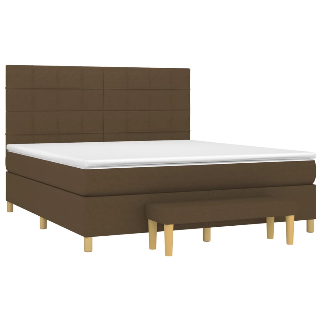 vidaXL Κρεβάτι Boxspring με Στρώμα Σκούρο Καφέ 180x200 εκ Υφασμάτινο