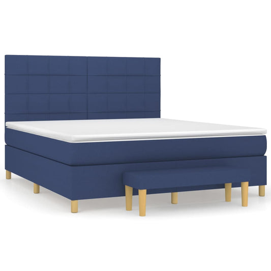 vidaXL Κρεβάτι Boxspring με Στρώμα Μπλε 180x200 εκ. Υφασμάτινο