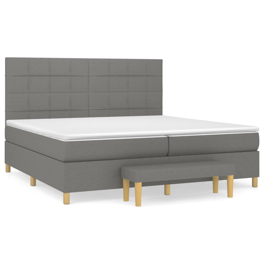 vidaXL Κρεβάτι Boxspring με Στρώμα Σκούρο Γκρι 200x200 εκ. Υφασμάτινο