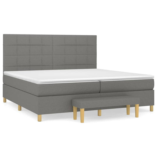 vidaXL Κρεβάτι Boxspring με Στρώμα Σκούρο Γκρι 200x200 εκ. Υφασμάτινο