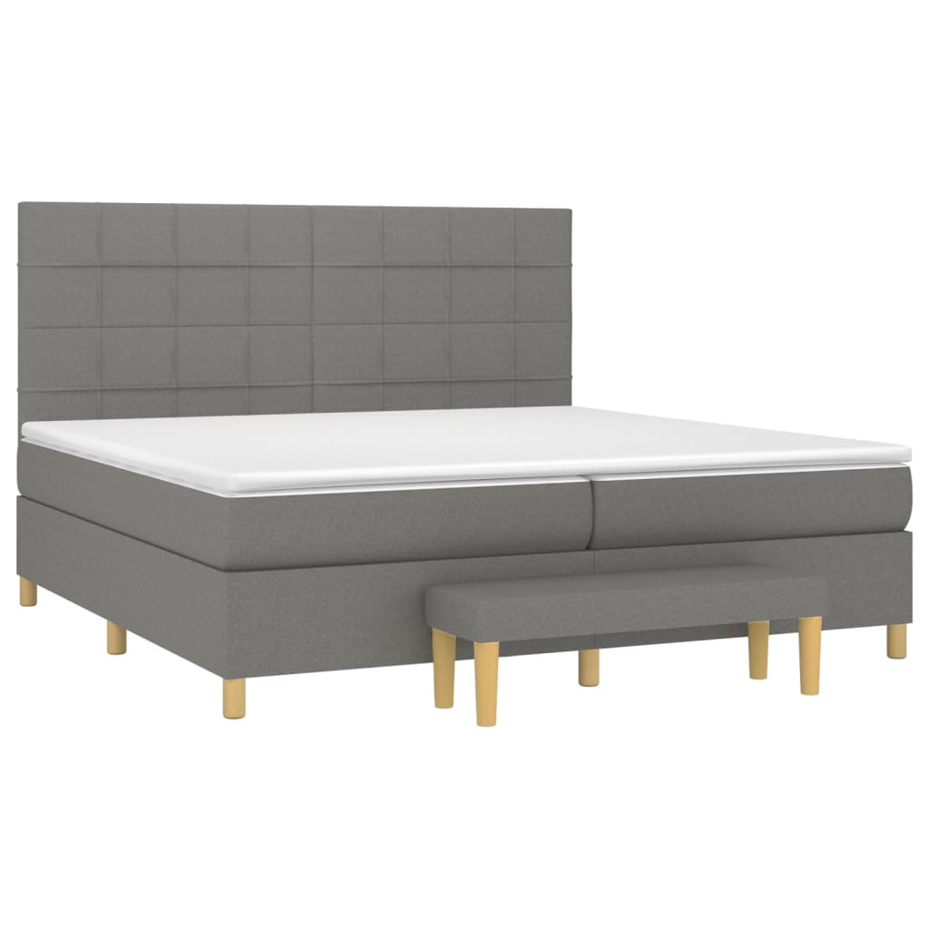 vidaXL Κρεβάτι Boxspring με Στρώμα Σκούρο Γκρι 200x200 εκ. Υφασμάτινο