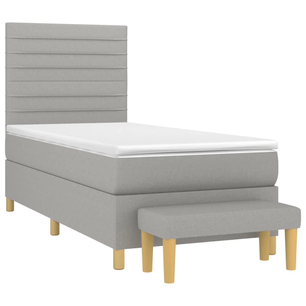 vidaXL Κρεβάτι Boxspring με Στρώμα Ανοιχτό Γκρι 80x200 εκ. Υφασμάτινο