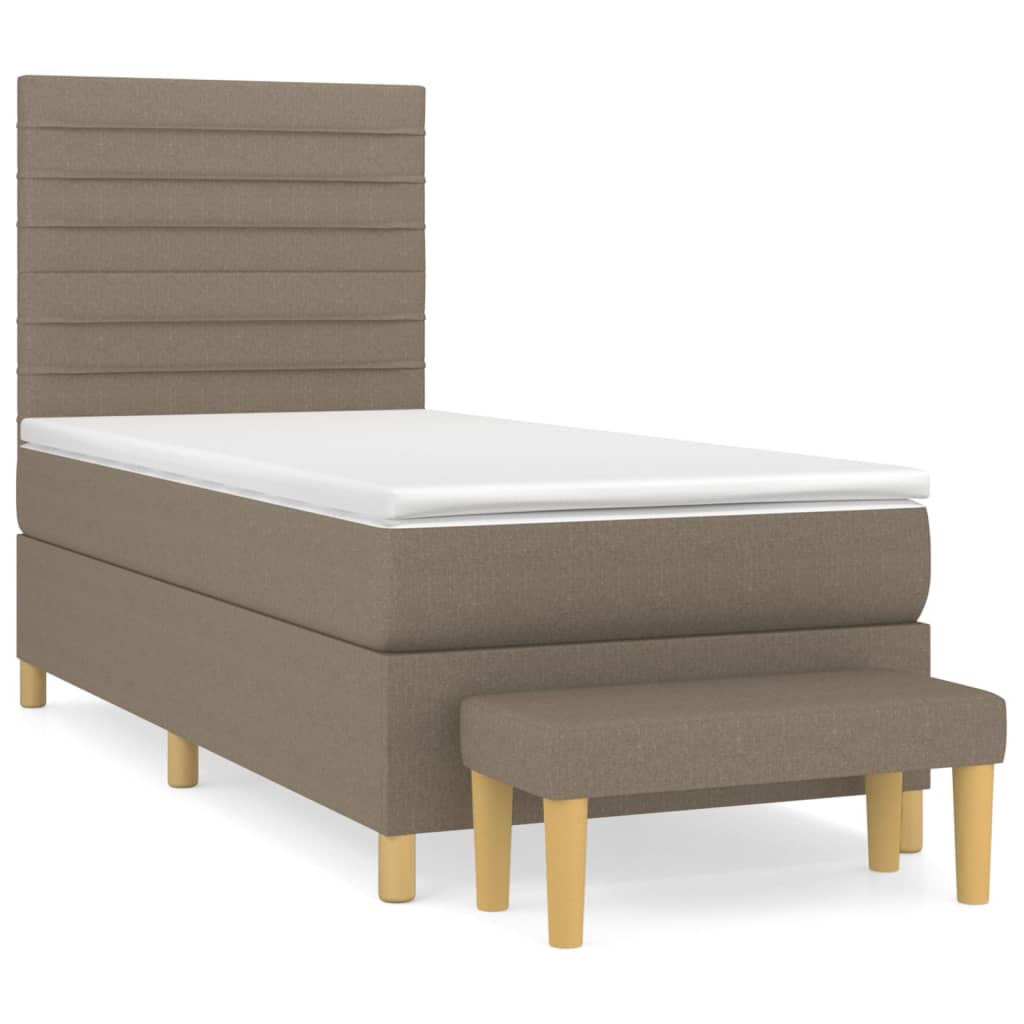 vidaXL Κρεβάτι Boxspring με Στρώμα Taupe 90x200 εκ. Υφασμάτινο