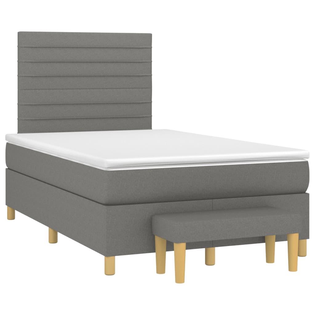 vidaXL Κρεβάτι Boxspring με Στρώμα Σκούρο Γκρι 120x200 εκ. Υφασμάτινο