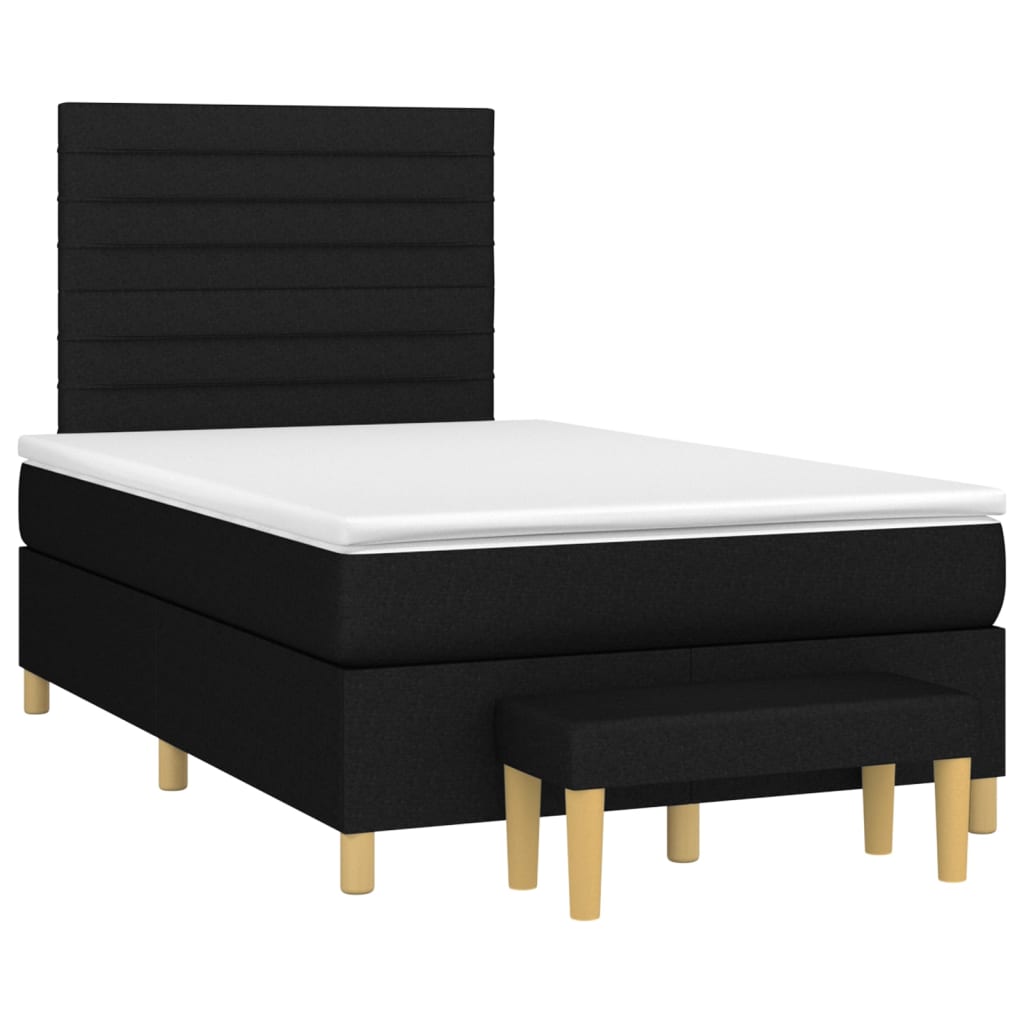 vidaXL Κρεβάτι Boxspring με Στρώμα Μαύρο 120x200 εκ. Υφασμάτινο