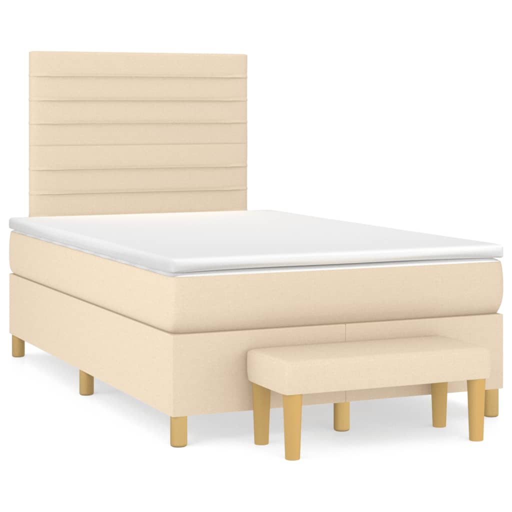 vidaXL Κρεβάτι Boxspring με Στρώμα Κρεμ 120x200 εκ. Υφασμάτινο