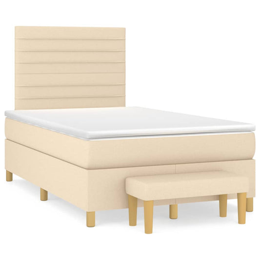 vidaXL Κρεβάτι Boxspring με Στρώμα Κρεμ 120x200 εκ. Υφασμάτινο