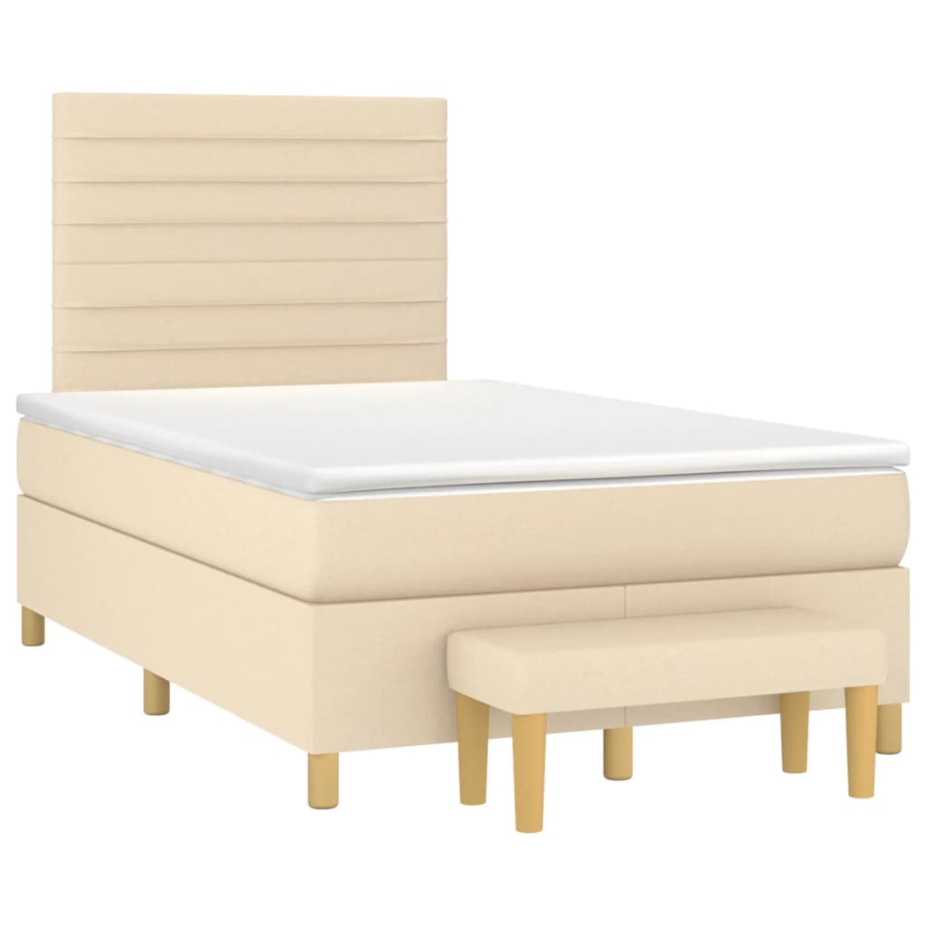 vidaXL Κρεβάτι Boxspring με Στρώμα Κρεμ 120x200 εκ. Υφασμάτινο
