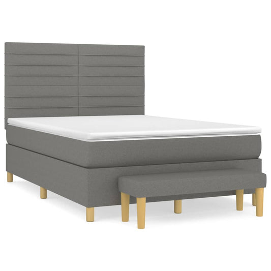 vidaXL Κρεβάτι Boxspring με Στρώμα Σκούρο Γκρι 140x190 εκ. Υφασμάτινο