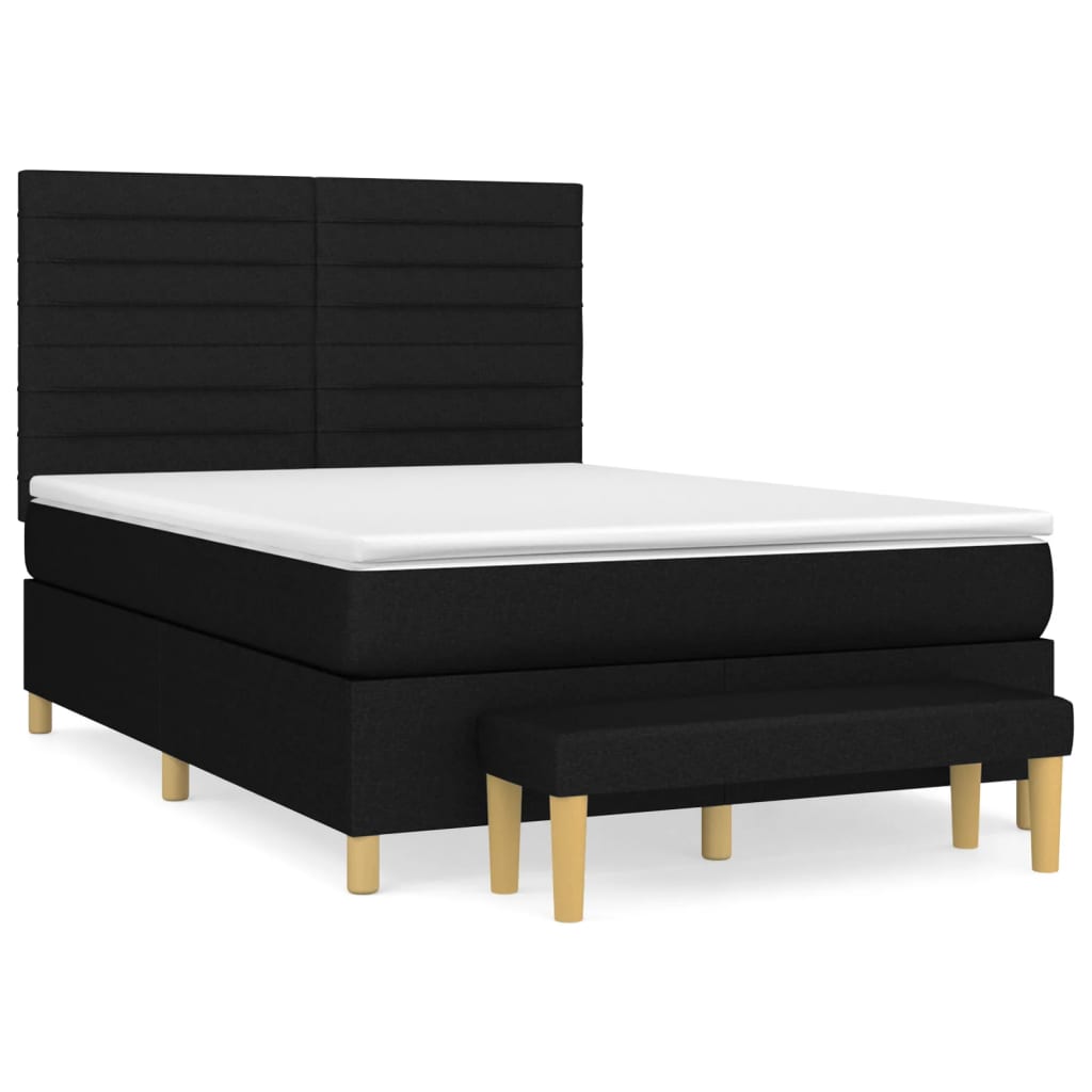 vidaXL Κρεβάτι Boxspring με Στρώμα Μαύρο 140x190 εκ. Υφασμάτινο