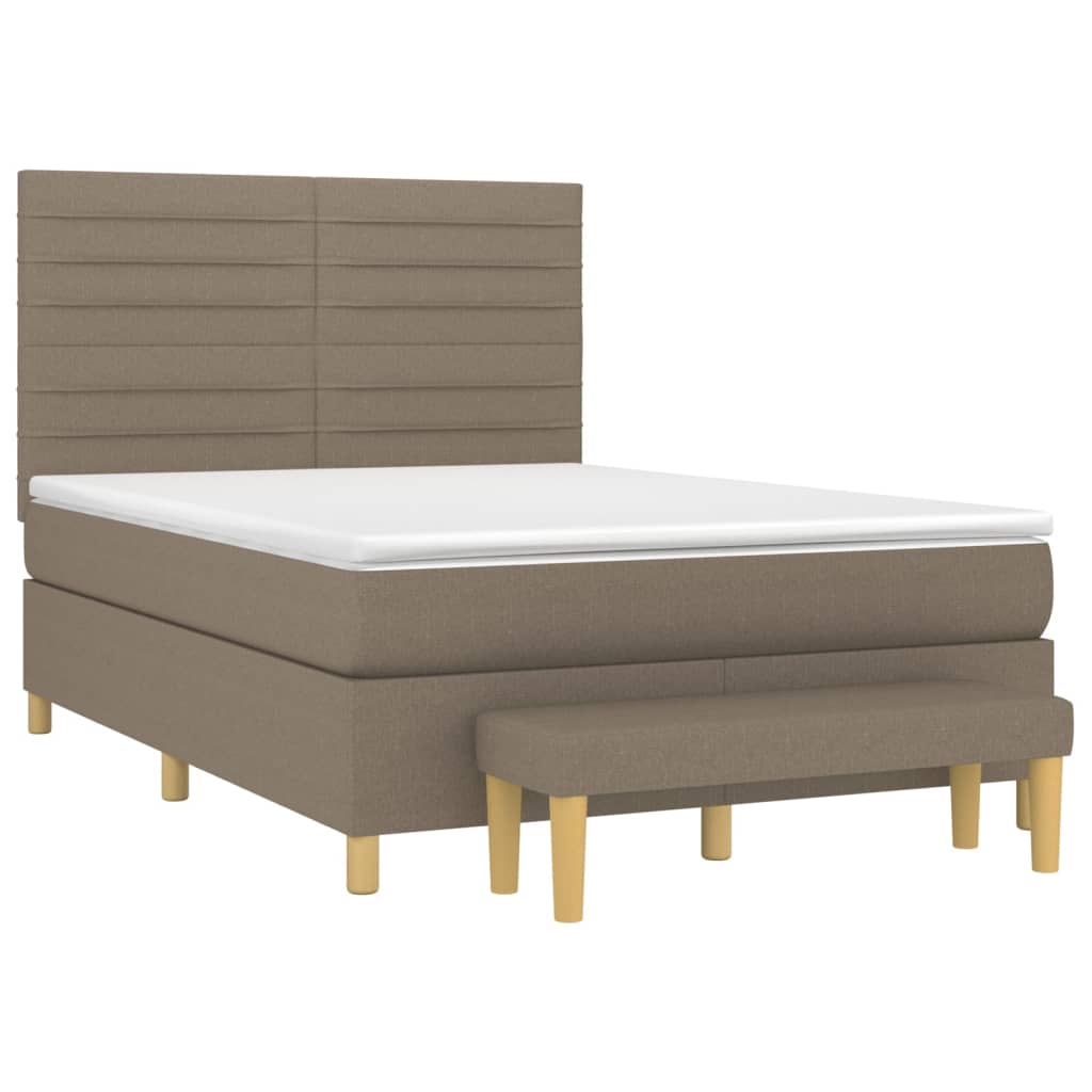 vidaXL Κρεβάτι Boxspring με Στρώμα Taupe 140x190 εκ. Υφασμάτινο