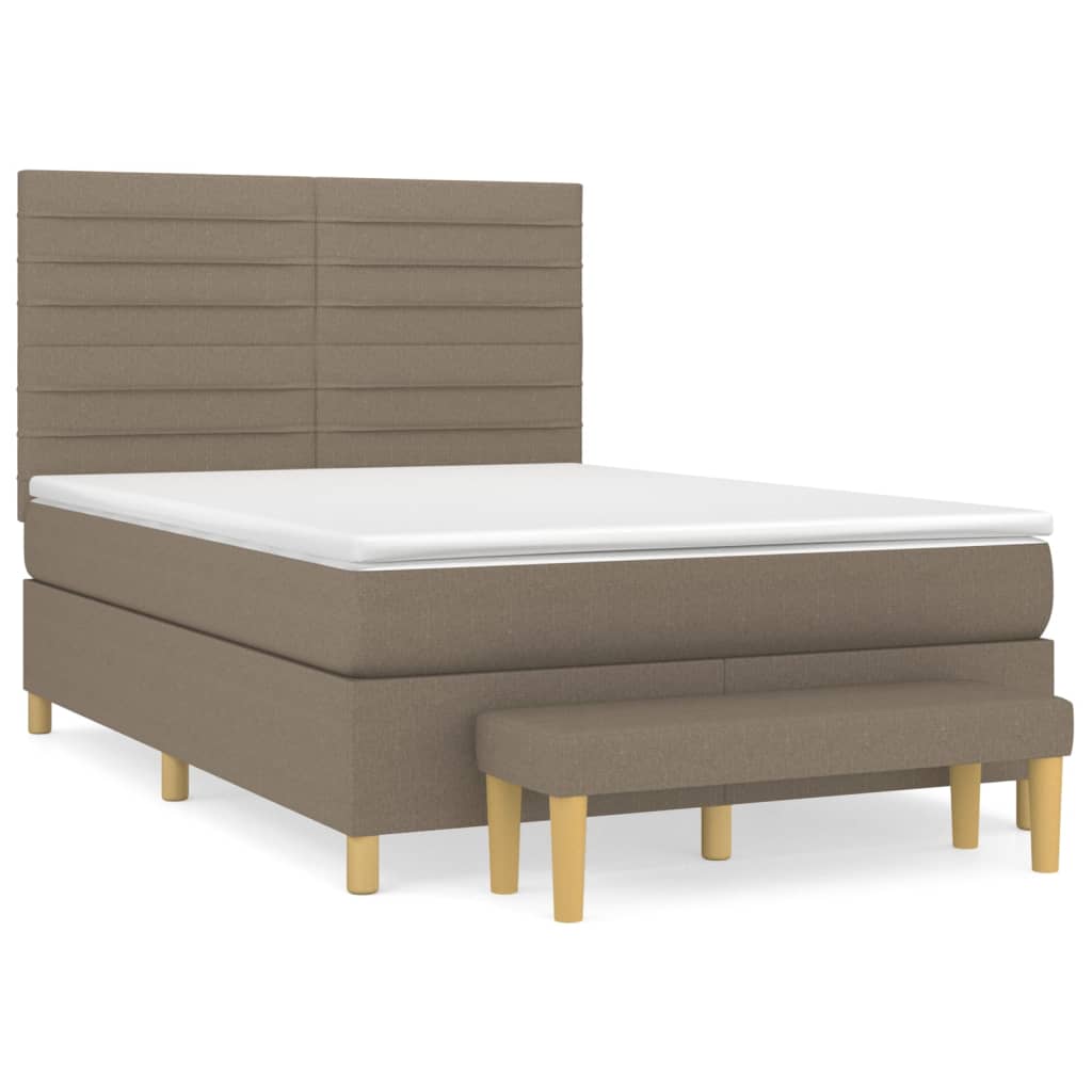 vidaXL Κρεβάτι Boxspring με Στρώμα Taupe 140x200 εκ. Υφασμάτινο