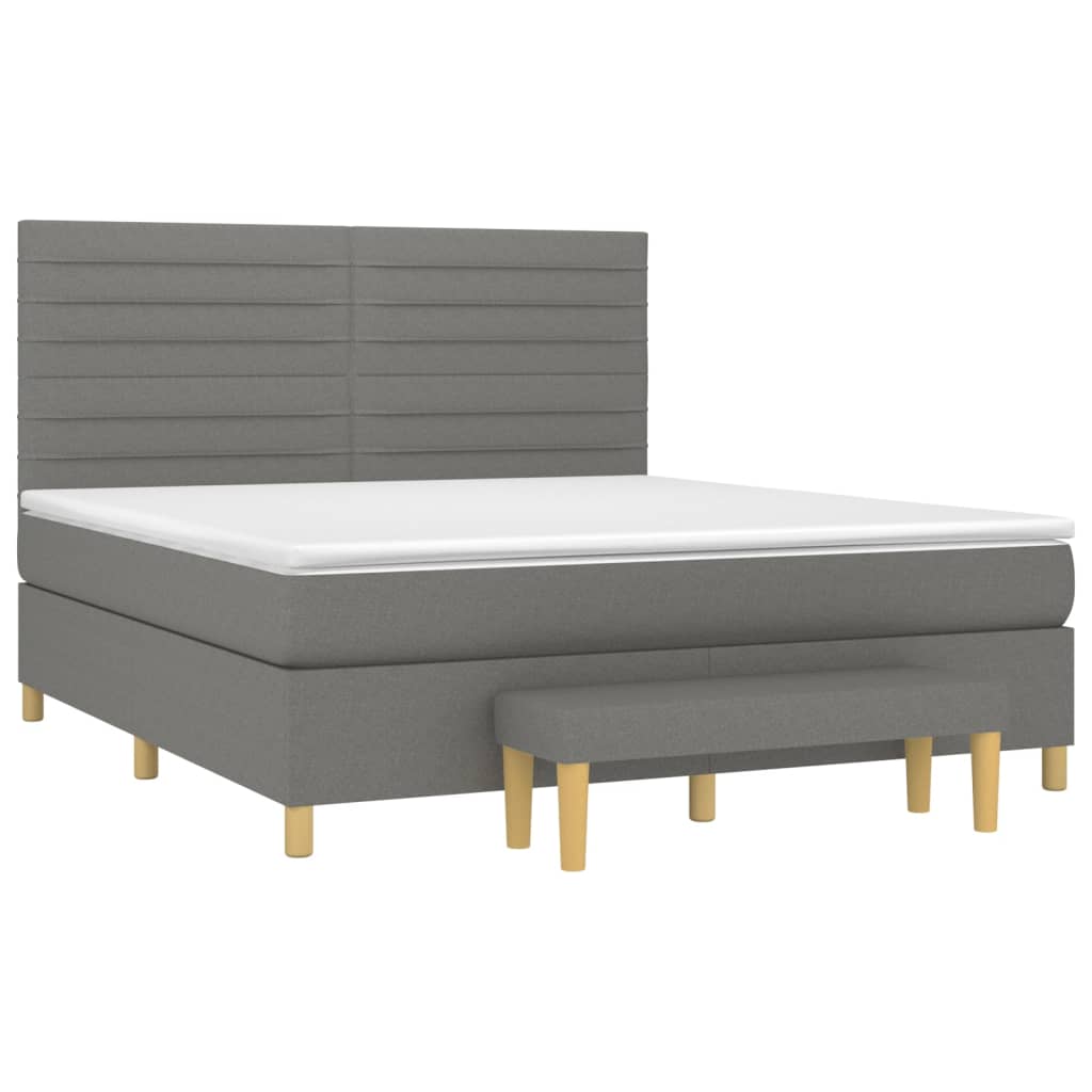 vidaXL Κρεβάτι Boxspring με Στρώμα Σκούρο Γκρι 160x200 εκ Υφασμάτινο