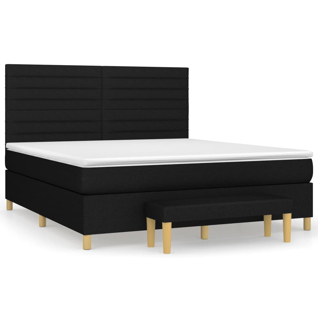 vidaXL Κρεβάτι Boxspring με Στρώμα Μαύρο 160x200 εκ. Υφασμάτινο