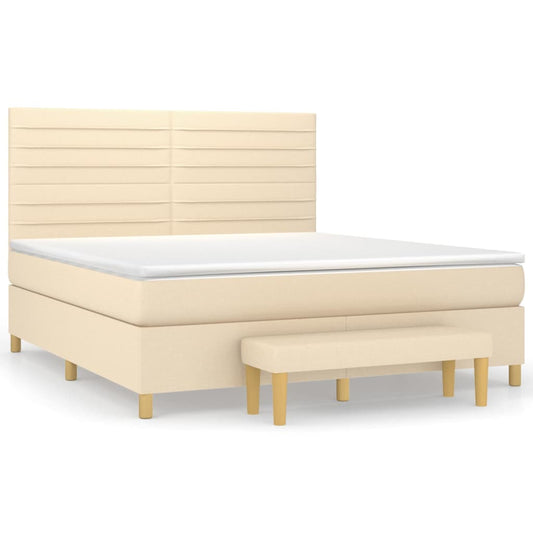 vidaXL Κρεβάτι Boxspring με Στρώμα Κρεμ 160x200 εκ. Υφασμάτινο
