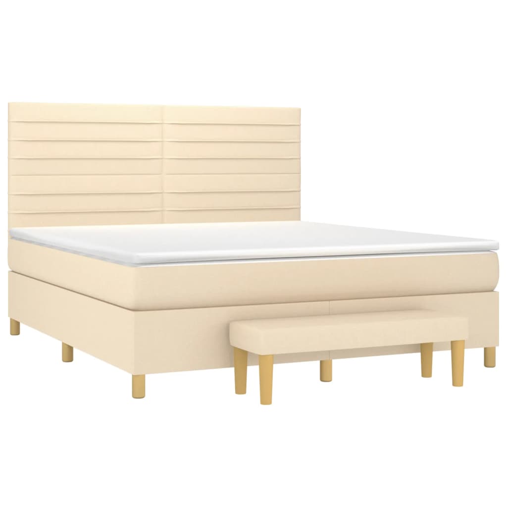 vidaXL Κρεβάτι Boxspring με Στρώμα Κρεμ 160x200 εκ. Υφασμάτινο