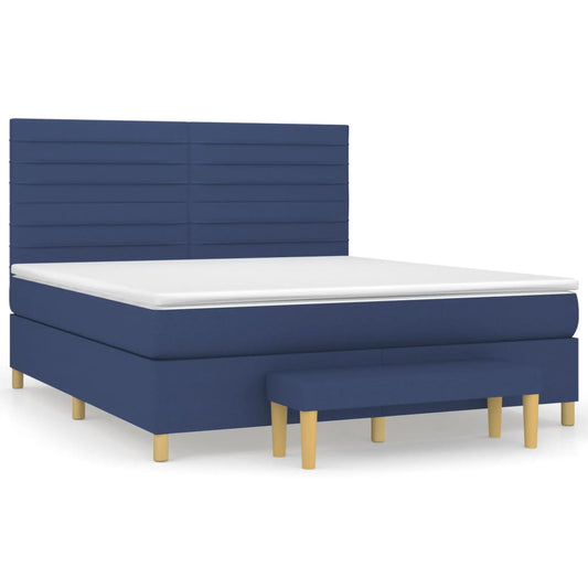 vidaXL Κρεβάτι Boxspring με Στρώμα Μπλε 160x200 εκ. Υφασμάτινο