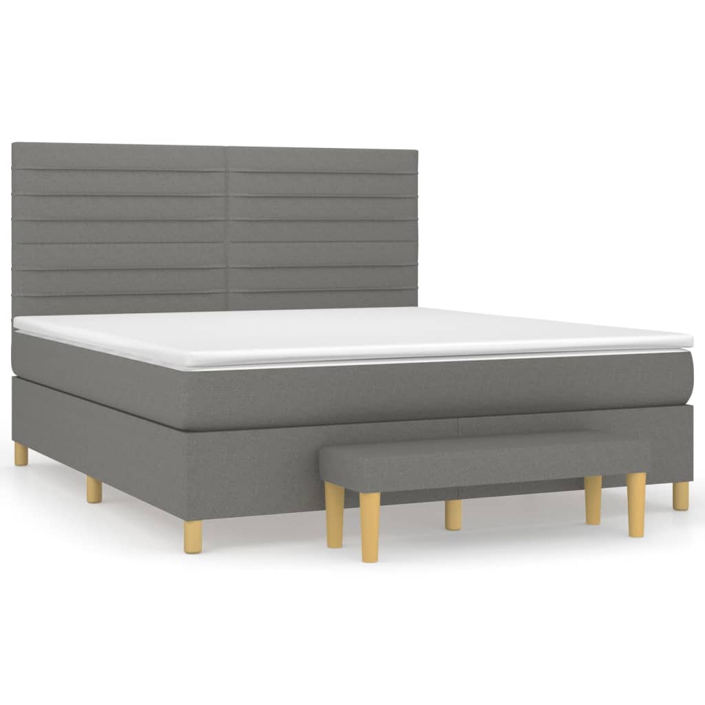 vidaXL Κρεβάτι Boxspring με Στρώμα Σκούρο Γκρι 180x200 εκ Υφασμάτιν