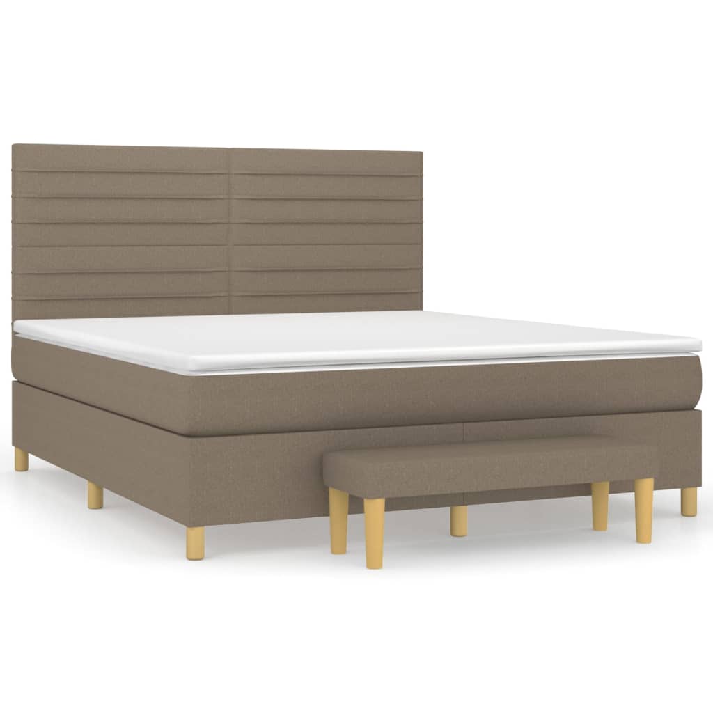vidaXL Κρεβάτι Boxspring με Στρώμα Taupe 180x200 εκ. Υφασμάτινο