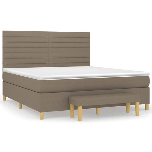 vidaXL Κρεβάτι Boxspring με Στρώμα Taupe 180x200 εκ. Υφασμάτινο