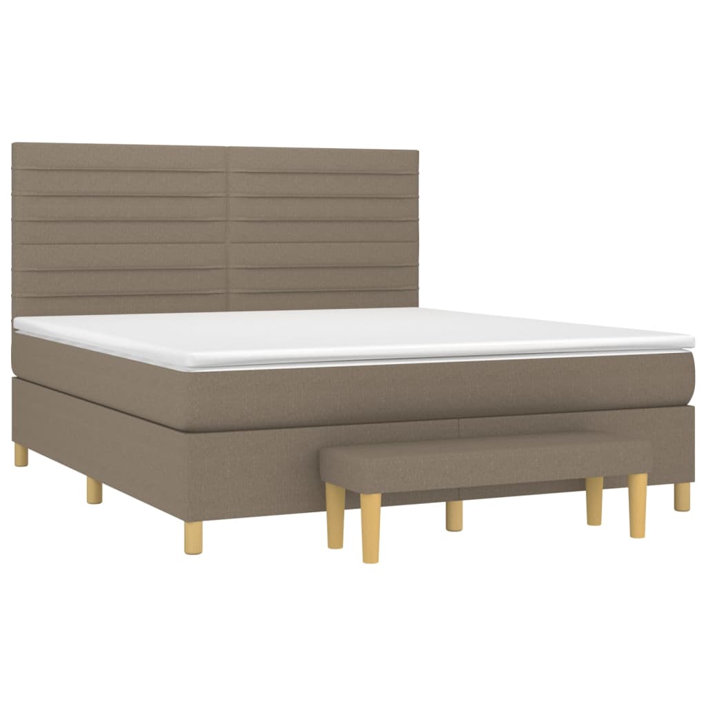 vidaXL Κρεβάτι Boxspring με Στρώμα Taupe 180x200 εκ. Υφασμάτινο