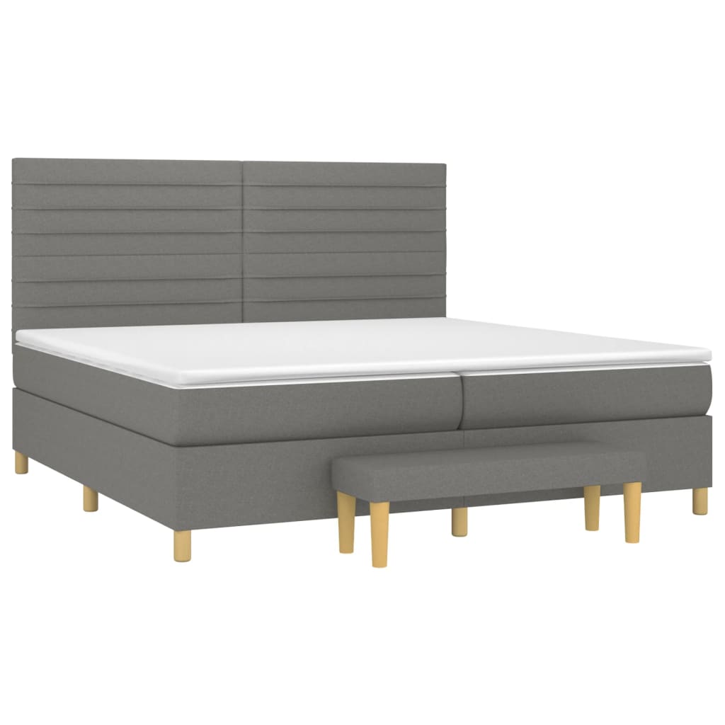vidaXL Κρεβάτι Boxspring με Στρώμα Σκούρο Γκρι 200x200 εκ. Υφασμάτινο